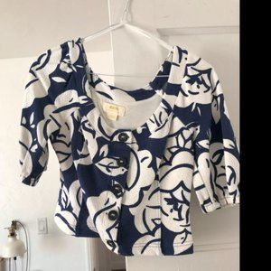 Maeve Blue and White Crop Top